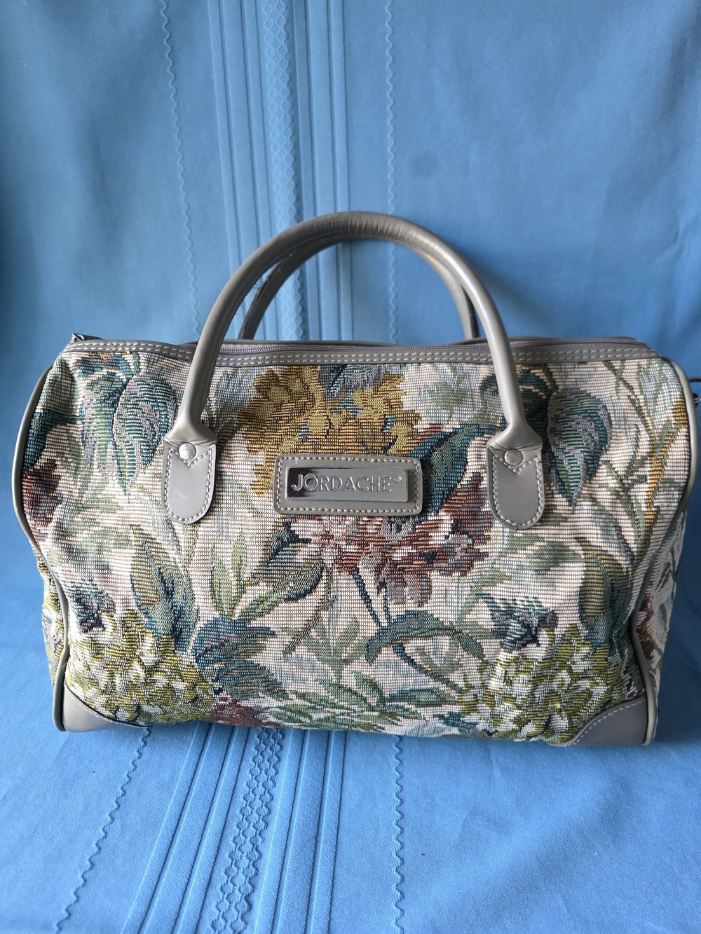 Vintage 80s Jordache Floral Tapestry Duffel Bag Overnight Travel Luggage Carryal